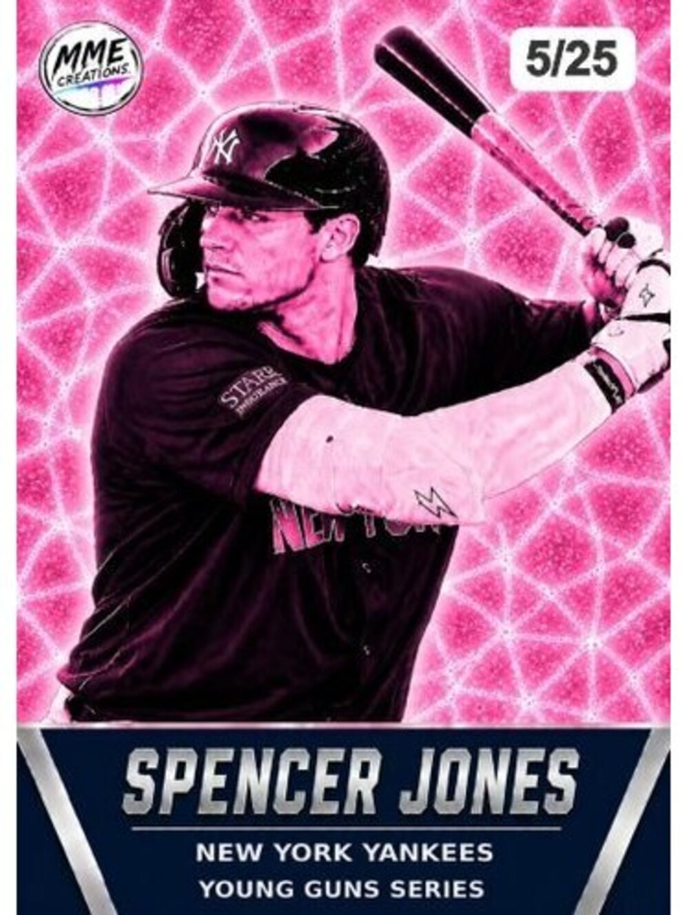 4256 Spencer Jones Young Guns Limited Edition Laminated Card /25 | Hot Pink Ice